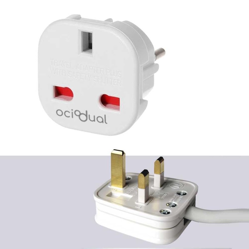 OcioDual UK to European Plug Adapter, Travel Plug Adapter, Type