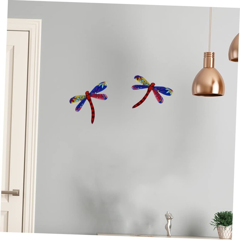 CHILDWEET 2pcs Iron Dragonfly Wall Decor Quirky Outdoor Pendant Perfect