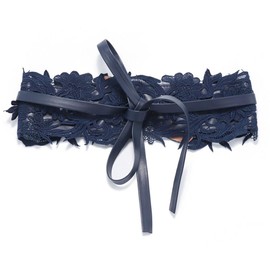 XiFiMak - Cinturón de encaje para mujer, de piel suave, bohemio, corsé de cincha, para cinturón, Estilo 2, azul oscuro, Talla única