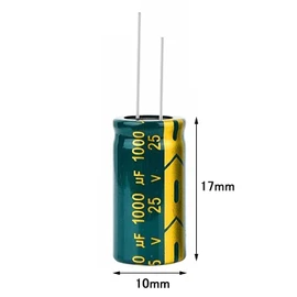 PENGLIN 10pcs Electrolytic Capacitors Aluminum Electrolytic Capacitors 25V 1000UF 105℃ 10X17mm High Frequency Low Resistance Long Life (25V 1000μF)