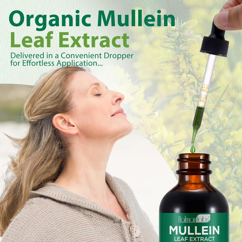 Mullein Drops for Lungs, Mullein Leaf Drops with Premium Mullein
