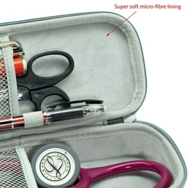 ButterFox Semi Hard Stethoscope Case for Classic III, Cardiology IV Diagnostic, Lightweight II S.E, and More Stethoscopes with Pocket for Nurse Accessories (Pink)