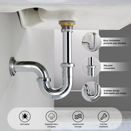 ZM Brass P Trap with Clean Out 1-1/2 Inch Sink Waste Kit Reducing Washer