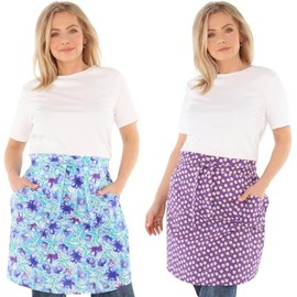 Apron Cotton Colourful Floral Apron Half Apron Cooking Apron, Twin Pack 6