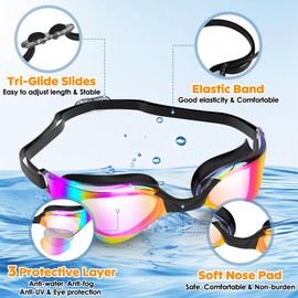 KHOLEZ Schwimmbrille, Unisex Swimming Goggles mit Nasenklammern Ohrstöpsel, Anti-Beschlag Anti-UV kein Auslaufen klare Sicht Taucherbrille für Herren Männer Frauen Erwachsene Jugendliche Kinder
