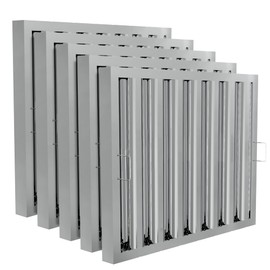 Stainless Steel Commercial Kitchen Hood Filter, Range Hood Baffle Grease Filter for Restaurant Exhaust Hoods, UL/NSF Listed, 24.5W x 19.5H Inch 7 Grooves Hood Filters（5 Pack）