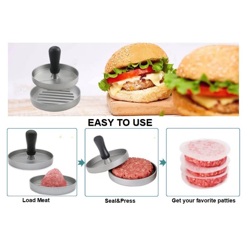 Burger Press Patty Maker, Non-Stick Burger Press Aluminum Hamburger Patty