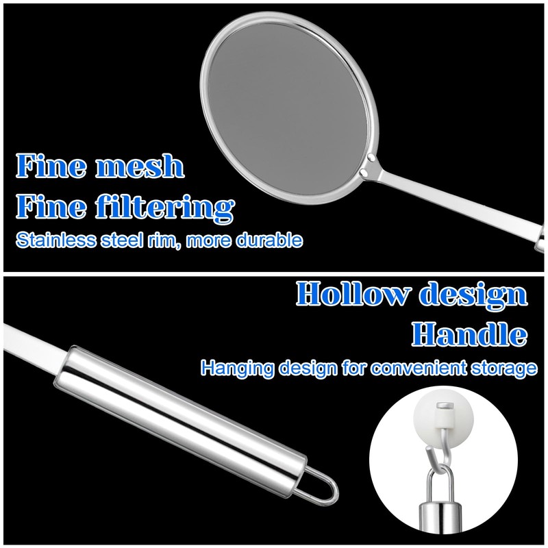 Wanmu Fat Skimmer Spoon, Stainless Steel Fine Mesh Strainer -