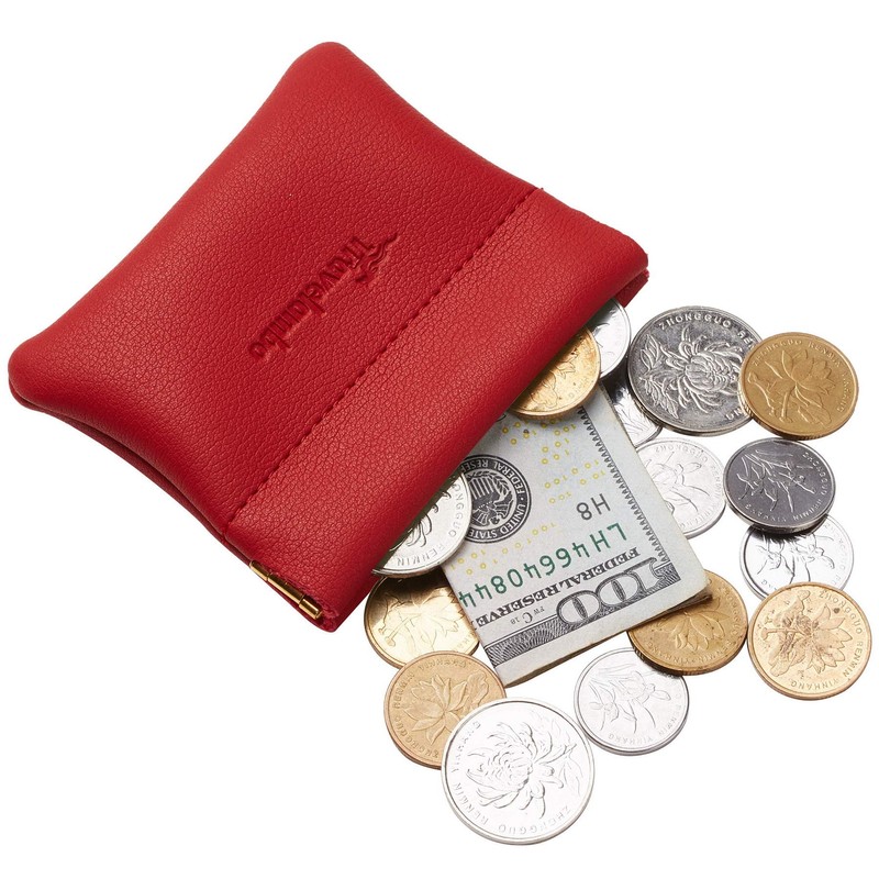 Travelambo Leather Squeeze Coin Purse Pouch Change Holder For Men