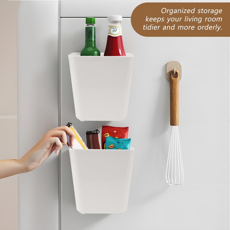 8PCS Kitchen Cabinet Door Storage Box, Adhesive Wall-Mounted Storage Box,