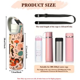 HASTHIP® Bolsa Porta Botella de Agua de Neopreno con Correa Ajustable, Funda Aislante para Botellas Reutilizables, Ligera y Resistente para Viajes y Deporte