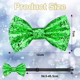 Aomig Glitter Sequin Bow Tie, Sparkly Bow Tie with Adjustable Strap Buckle, Glittering Pre-tied Bow ties for Men, Novelty Bowite for Carnival, Theme Party, New Year's Eve, Wedding Party (Green)