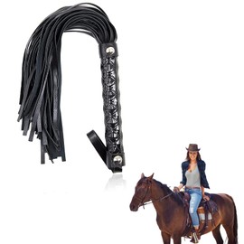 JEOPKO Horse Riding Whip, Riding Crop Paddle Whips With Anti-Slip Grip Gel Handle, Braided Pu Leather Riding Whips for Outdoor Training, Equestrian or Cosplay(30cm, black) (PXWBDUKZMH1PHSMBZFPB)