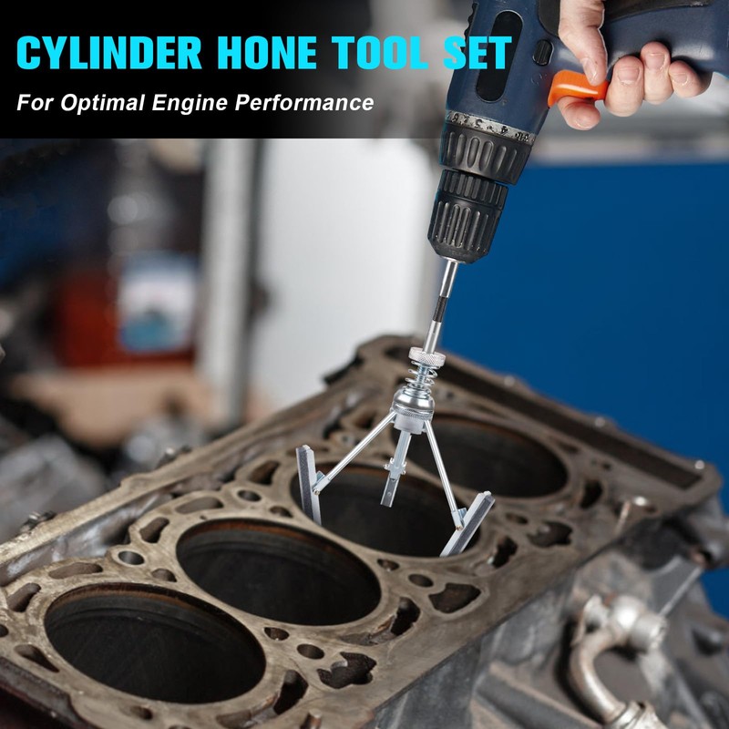 7PCS Engine Cylinder Hone Tool Set with Box, Adjustable Engine