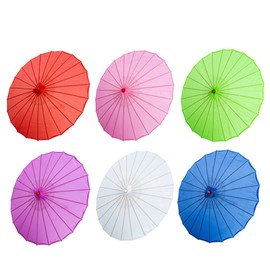 THY COLLECTIBLES Set of 6 22" Kid's Size Japanese Chinese Umbrella Parasol for Wedding Parties, Photography, Costumes, Cosplay, Decoration - 6 Assorted Colors