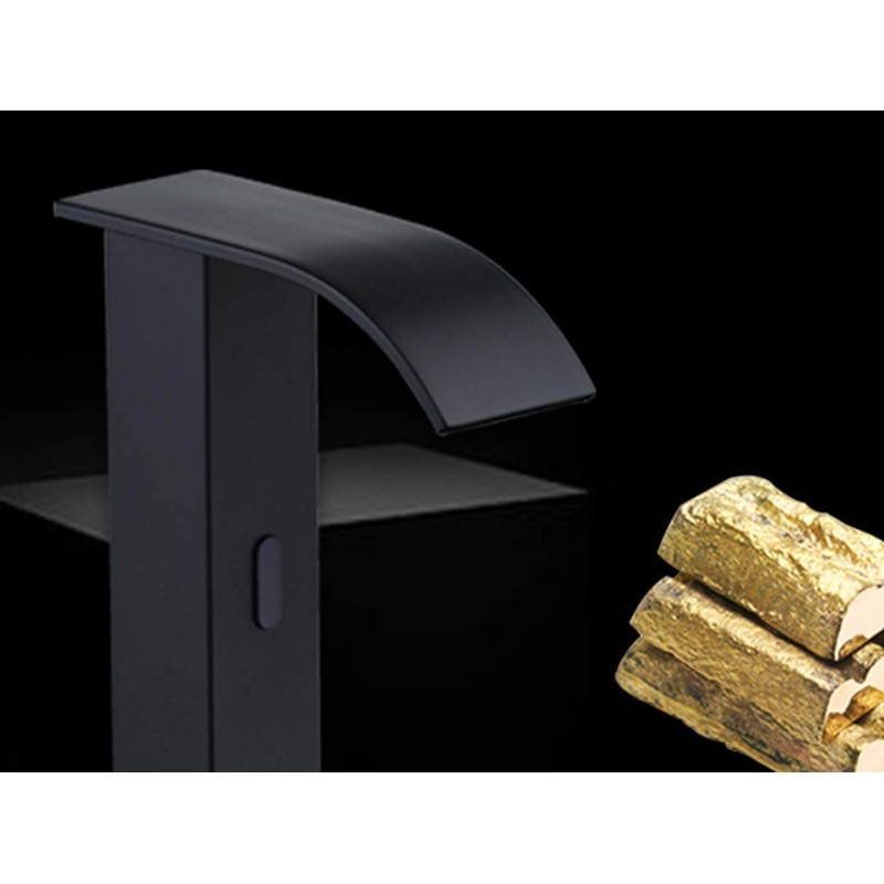 YCCUZA Automatic Touchless Bathroom Sink Faucet Black Waterfall AC/DC Powered