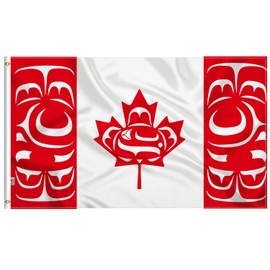 Canadian Native Flags 3 x 5 Ft | Both Sides Print Glossy Silk Fabric | First Nation Formerly Canada Indigenous Flag Decorations House Banner