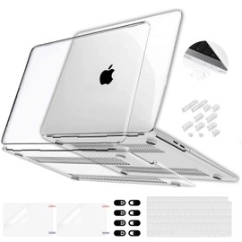 TOCOZOC Funda MacBook Air 13.6 Pulgadas Crystal Case 2025-2022 M4 M3 M2 A3113 A2681 Funda MacBook, Cubierta de Teclado y 2 Protector de Pantalla y 8 Webcam Cover y Fundas Antipolvo