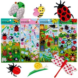 Cute Insect Sticker Set for Children, Suitable for Preschool Classroom Supplies, 3D Simulation Effect Suitable for Scrapbooks, Water Bottles, Envelopes, Laptops, Interesting Insect Designs