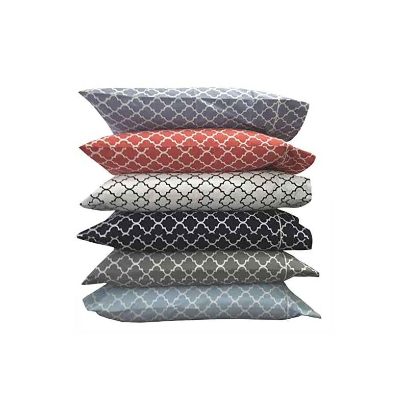 Meridian Blue and White Brushed Percale Cotton, Pair / 2pc