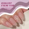 24Pcs Short False Nails with White Bow - French Tip