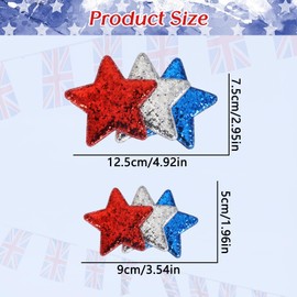 4th of July Hair Clips Red Blue Silver Patriotic Star Hair Clips Sparkly Hairpins Independence Day Barrettes Accessories for Women Girls 2Pcs (Color A)