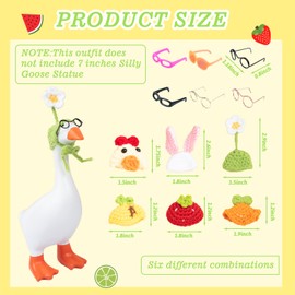 Neowedding 6 Set 7inch Desk Goose Outfits Mini Knitting Hats with Sunglasses Small Desk Goose Outfits Knit Hat Accessory Mini Porch Goose Headwear for Magnetic Goose Statue
