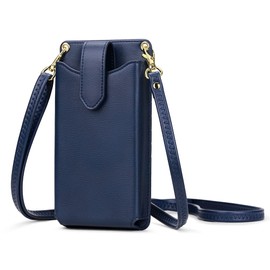 Peacocktion Small Crossbody Cell Phone Purse for Women, Lightweight Mini Shoulder Bag Wallet with Credit Card Slots (Navy Blue)