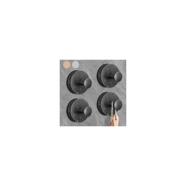 4PCS 2024 New Suction Cup Hooks for Shower,Luxe Hold No-Drill Stainless Waterproof Suction Cup Hooks for Hanging up to 15lbs,Shower Hooks for Inside Shower for Bathroom,Mounting on Glass Doors-Black