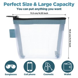 Ouligay 4PCS Small Travel Makeup Bag with Zipper Mini Cosmetic Pouch Mesh Make up Pouch Purse Pouches for Inside Purse Bag Organizer Insert for Home Organizing Size Assorted Colors