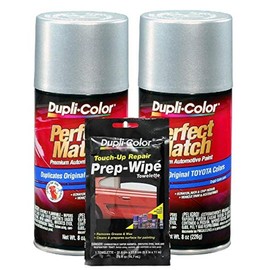 Dupli-Color Silver Streak Mica (Metallic) Exact-Match Automotive Paint For Toyota Vehicles - 8 oz, Bundles Prep Wipe (3 Items)