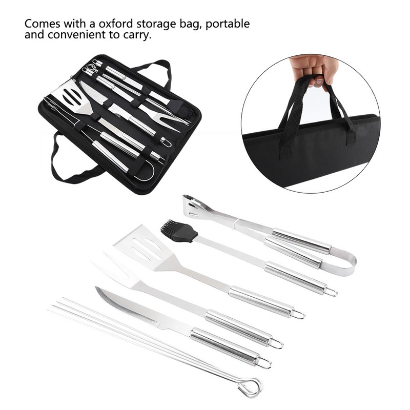 9Pcs/Set Stainless Steel BBQ Tools Set Barbecue Utensils Accessories Kit