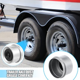X AUTOHAUX 2pcs 1.98" Trailer Axle Dust Cap Cup Grease Cover with 2pcs Rubber Plugs Set for Dexter EZ Lube Trailer Camper 2000 to 3500 Lb Axle Wheel Hub Bearing