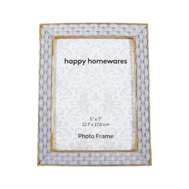 Happy Homewares Vintage and Ornate Hand Painted Grey and Brushed Gold Resin 5x7 Picture Frame| For Wall or Table | Portrait or Landscape