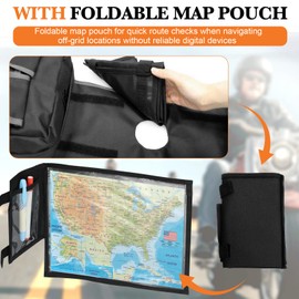 Jarocye ATV Saddle Bag with Map Pouch & Cooler, Water-Resistant Hunting Tank Pack for All-Terrain Vehicles, Compatible with Most ATVs, Snowmobiles, Motorcycles & Bicycles (Black)