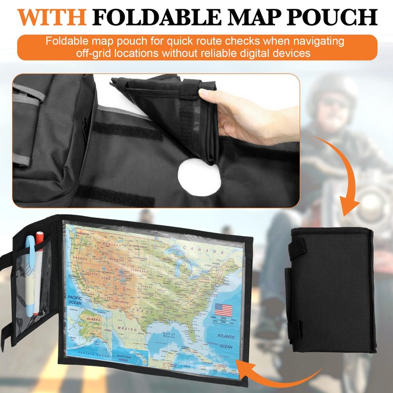 Jarocye ATV Saddle Bag with Map Pouch & Cooler, Water-Resistant