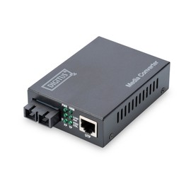 DIGITUS Professional Media Converter DN-82021-1 - Singlemode - Fast Ethernet - SC socket - 1310 nm wavelength - up to 20 km - Black