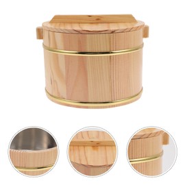HOLIDYOYO 1 Set of Wooden Rice Bucket, Wooden Sushi Rice Bowl Rice Steamed Cask Hangiri Sushi Oke Rice Mixing Tub with Lid for Home Kitchen Restaurant 20cm