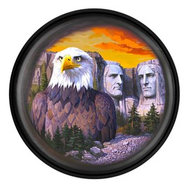 RV Spare Tire Cover with American Eagle President Mountain Stone Statue, Trailer Tire Covers PVC Leather for Truck SUV Wrangler Camper Vehicle Wheel Cover Waterproof Sun Dust Protection 15 inch