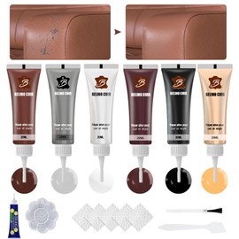 Editbar Lederreparatur Set,6 Farben Lederreparatur Creme,Schwarz,braun,Weiß,Beige, Grau,Leder Reparaturset Für Autositze, Sofa & Möbel,Liquid Scratch Filler