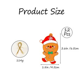 Rumyve Christmas Gingerbread Man Ornament Set - 12-Piece Gingerbread Man Christmas Tree Decorations with Hanging Strings