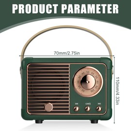 Mini Tragbarer Bluetooth Lautsprecher, Retro Bluetooth Lautsprecher, Lautsprecher in Radioform, Musikbox Portabler Bluetooth 5.0 Box für Zimmer/Büro/Wohnzimmer Deko, Teenager Geburtstagsgeschenk