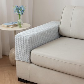 GueYi Couch Arm Covers,Sofa Arm Covers Set of 2 Polyester Stretch Anti-Slip Furniture Protector Washable Armchair Slipcovers (Light Gray,Medium (Set of 2))