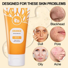 Orange Exfoliating Gel Scrub for Face and Body Skin, Deep Cleansing Moisturizing Skin Exfoliator Gel, Natural Orange Exfoliating Gel, Orange Peeling Gel