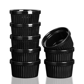 8 Oz Ceramic Ramekins Set of 8, Porcelain Creme Brulee Souffle Ramekins for Baking, Pudding Custard Cups, Dipping Sauces, Dishwasher and Oven Safe