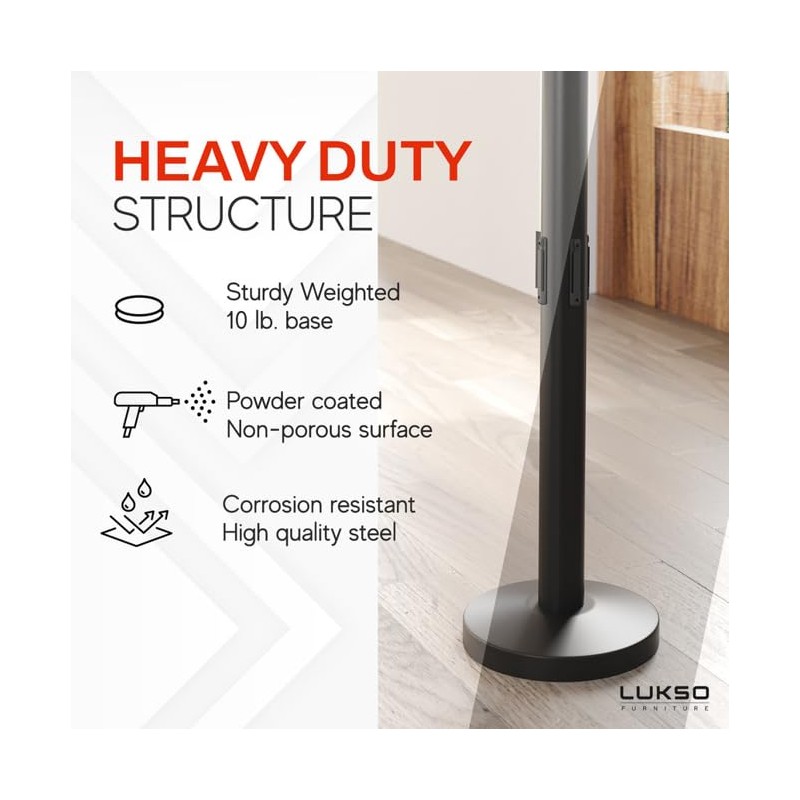Lukso LUK40SDB Black 40" ADA Compliant Stanchion with Dual 10'
