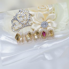 Gold Flower Handmade Nail Tips - Short Round Square / 골드플라워 수제네일팁 - 숏라운드스퀘어