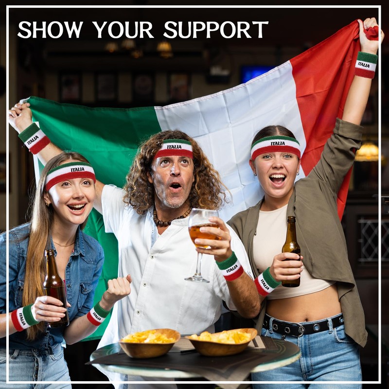 Jadive Italy Sweatband Set Italy Headband and Wristbands Includes 1