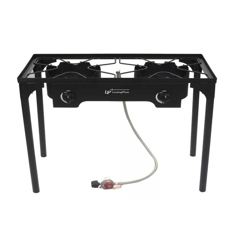 LP LIVING PLUS Heavy Duty Cast Iron 2 Burner Stove,