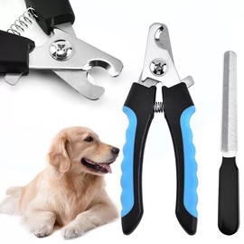 GearPrice Professional Nail Scissors for Dogs and Cats, Stainless Steel, Nail File, Claw Clippers, Claw Care, Safety Protection (Black/Blue, Large)